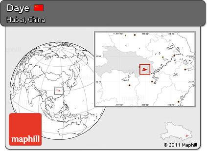 Blank Location Map of Daye, highlighted parent region
