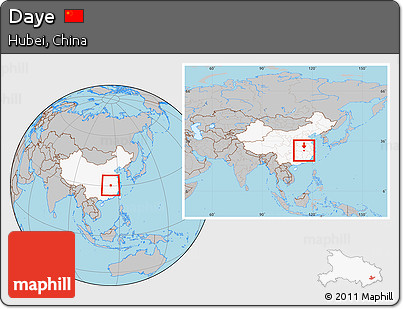 Gray Location Map of Daye, highlighted country, within the entire country