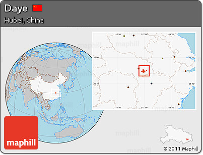 Gray Location Map of Daye, highlighted country