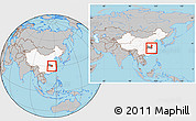 Gray Location Map of Daye, highlighted country, highlighted parent region, within the entire country