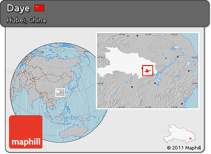 Gray Location Map of Daye, highlighted parent region, hill shading