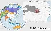 Political Location Map of Daye, highlighted country, highlighted parent region