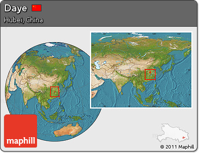 Satellite Location Map of Daye, within the entire country