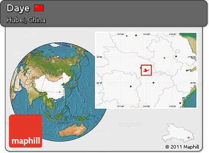 Satellite Location Map of Daye, highlighted country