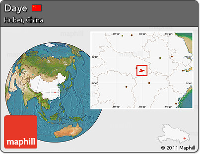 Satellite Location Map of Daye, highlighted country