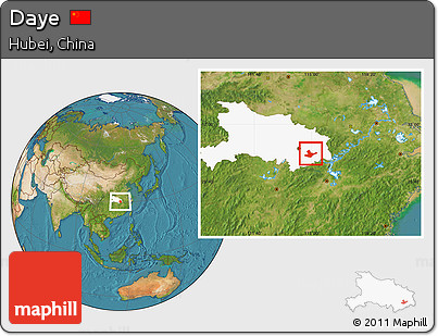 Satellite Location Map of Daye, highlighted parent region