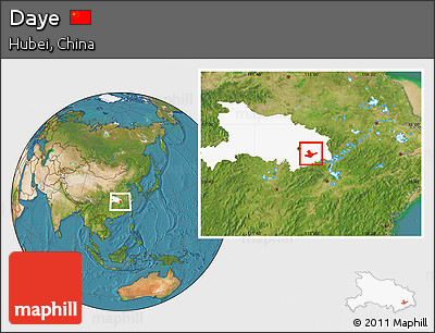 Satellite Location Map of Daye, highlighted parent region