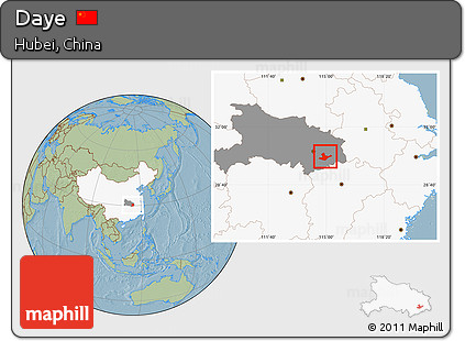 Savanna Style Location Map of Daye, highlighted country, highlighted parent region, hill shading