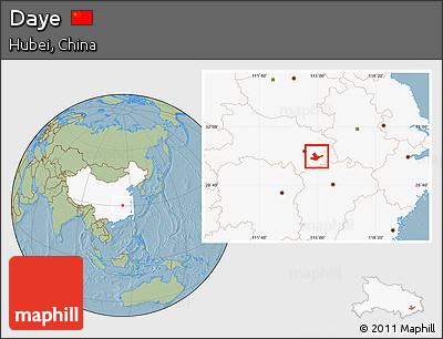 Savanna Style Location Map of Daye, highlighted country, hill shading