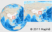 Shaded Relief Location Map of Daye, highlighted country, within the entire country