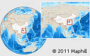 Shaded Relief Location Map of Daye, highlighted country, highlighted parent region, within the entire country