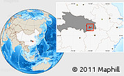 Shaded Relief Location Map of Daye, highlighted country, highlighted parent region