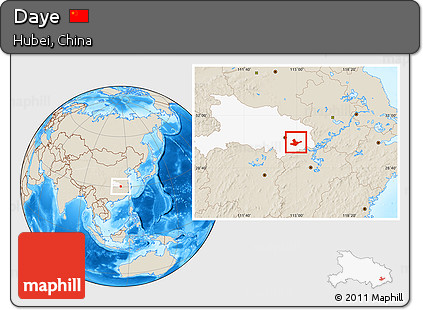 Shaded Relief Location Map of Daye, highlighted parent region