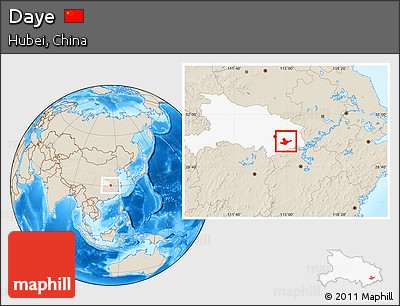 Shaded Relief Location Map of Daye, highlighted parent region