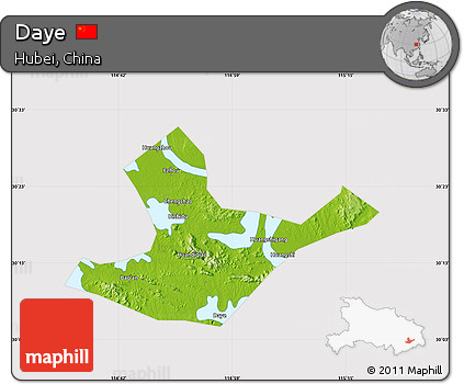 Physical Map of Daye, cropped outside