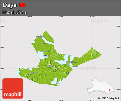 Physical Map of Daye, cropped outside