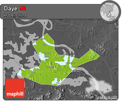 Physical Map of Daye, darken, desaturated