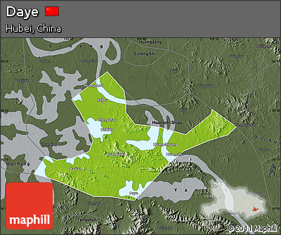 Physical Map of Daye, darken, semi-desaturated