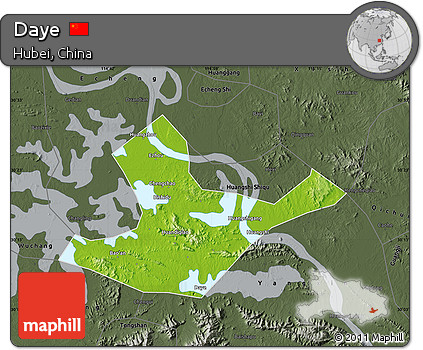 Physical Map of Daye, darken, semi-desaturated