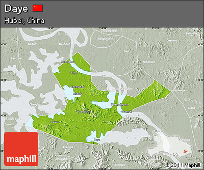 Physical Map of Daye, lighten, semi-desaturated