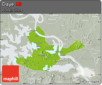Physical Map of Daye, lighten, semi-desaturated