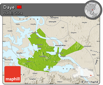 Physical Map of Daye, shaded relief outside