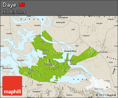 Physical Map of Daye, shaded relief outside