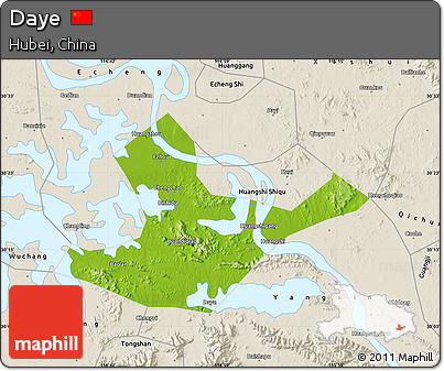 Physical Map of Daye, shaded relief outside