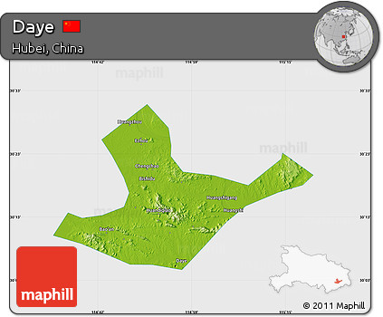 Physical Map of Daye, single color outside