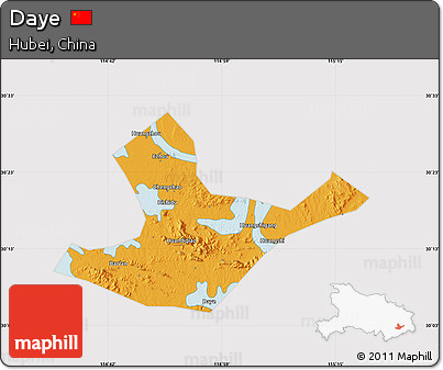 Political Map of Daye, cropped outside