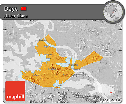 Political Map of Daye, lighten, desaturated