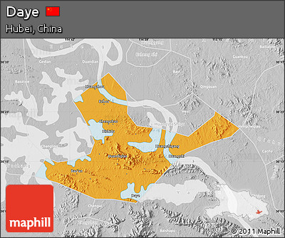 Political Map of Daye, lighten, desaturated