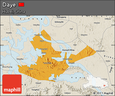Political Map of Daye, shaded relief outside