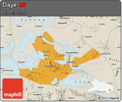 Political Map of Daye, shaded relief outside