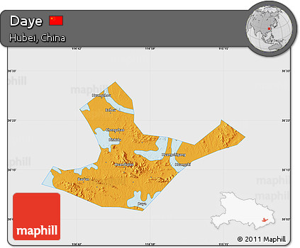 Political Map of Daye, single color outside