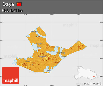 Political Map of Daye, single color outside