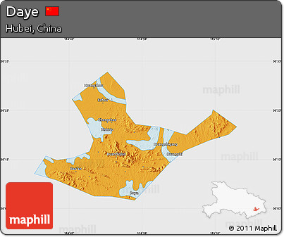 Political Map of Daye, single color outside
