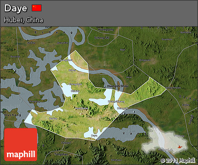 Satellite Map of Daye, darken