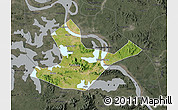 Satellite Map of Daye, darken, semi-desaturated