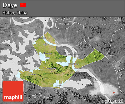 Satellite Map of Daye, desaturated