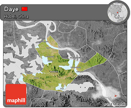 Satellite Map of Daye, desaturated