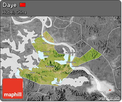 Satellite Map of Daye, desaturated
