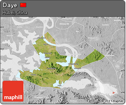 Satellite Map of Daye, lighten, desaturated