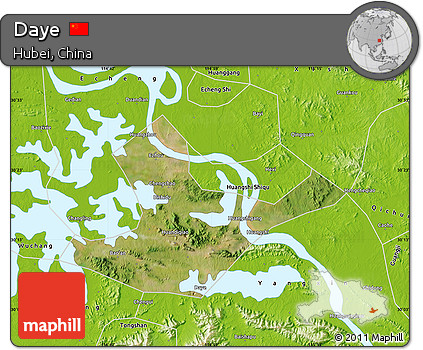 Satellite Map of Daye, physical outside
