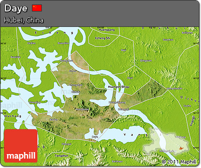 Satellite Map of Daye, physical outside