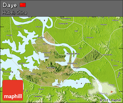 Satellite Map of Daye, physical outside
