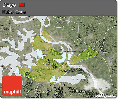 Satellite Map of Daye, semi-desaturated