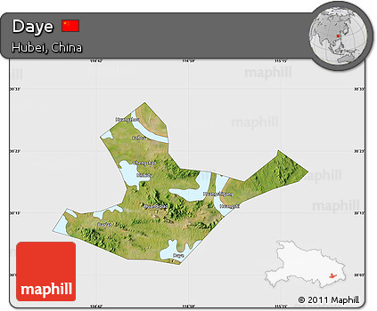 Satellite Map of Daye, single color outside