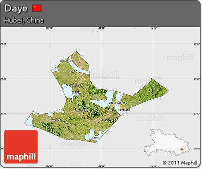 Satellite Map of Daye, single color outside