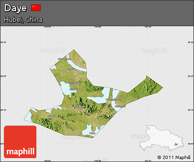 Satellite Map of Daye, single color outside